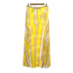 Max Mara プリーツスカート フレア ロング 柄 42 イエロー ベージュ 11010462 /NQ BM