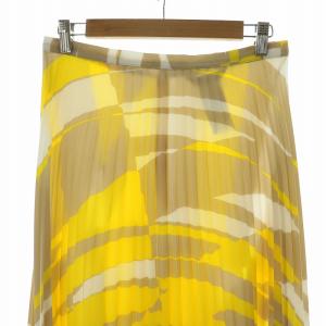 Max Mara プリーツスカート フレア ロング 柄 42 イエロー ベージュ 11010462 /NQ BM