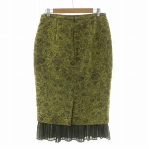 Max Mara タイトスカート プリーツ 切替 柄 44 カーキ 11061269 /NQ BM