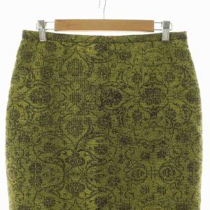 Max Mara タイトスカート プリーツ 切替 柄 44 カーキ 11061269 /NQ BM