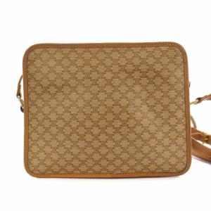 CELINE マカダム柄 ショルダーバッグ PVC レザー ブラウン ベージュ /YM MU