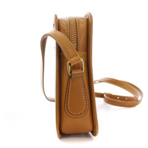 CELINE マカダム柄 ショルダーバッグ PVC レザー ブラウン ベージュ /YM MU