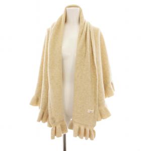 フリルニット 大判ストール ケープ ショール ベージュ /YM MU OH