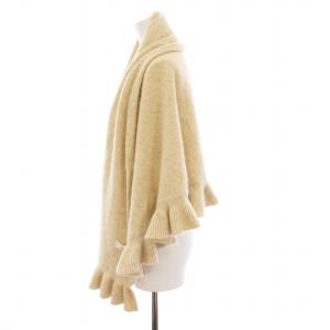 Chloe フリルニット 大判ストール ケープ ショール ベージュ /YM MU OH