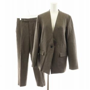 24AW スーツ セットアップ ノーカラージャケット ダブルクロスVカラージャケット ダブルクロステーパードパンツ