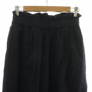 JOURNAL STANDARD ウォッシャブルコットンリネンVISワイドパンツ 麻混 バギー ストライプ 34 ネイビー 24030400908210