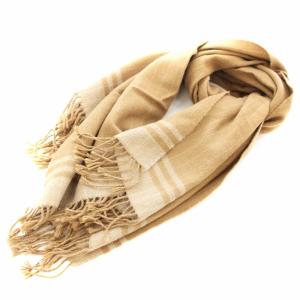 55461074007 マフラー ストール 大判 フリンジ ストライプ アルパカ 茶 ブラウン /KU