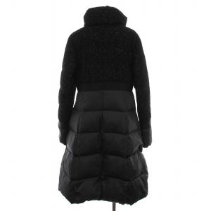 HIROKO KOSHINO ダウンコート ロング 刺繍 レース切替 アウター 38 黒 RRUVD-26180 /YM MU