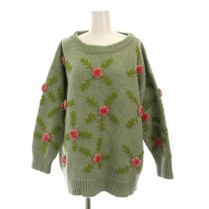 ISSEY SPORT ニット セーター 長袖 花柄 刺繍 9 ライトグリーン RT13343 /YM