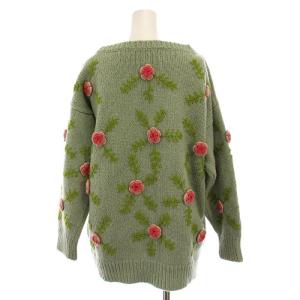 ISSEY MIYAKE ISSEY SPORT ニット セーター 長袖 花柄 刺繍 9 ライトグリーン RT13343 /YM