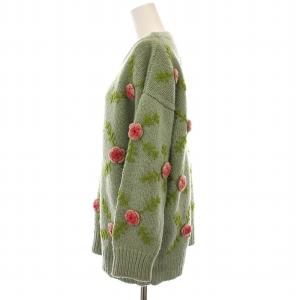 ISSEY MIYAKE ISSEY SPORT ニット セーター 長袖 花柄 刺繍 9 ライトグリーン RT13343 /YM