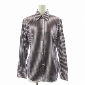 シャツ ブラウス 長袖 ストライプ 38 パープル ホワイト /NQ MU
