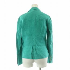 ETRO テーラードジャケット シングル 麻 リネン100％ 絹 シルク 42 ターコイズグリーン 52-14029-8548