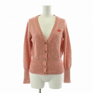 カーディガン ニット 長袖 オーブ 刺繍 Vネック 2 レッド /NQ MU