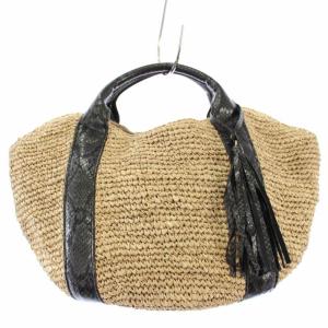 ハンドバッグ かごバッグ ラフィア パイソン柄 ベージュ /TK MU