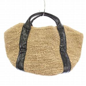 VIOLA d'ORO ハンドバッグ かごバッグ ラフィア パイソン柄 ベージュ /TK MU
