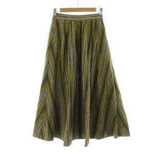 フレアスカート ロング ストライプ 36 カーキ 21S-KWM-001 /NQ MU