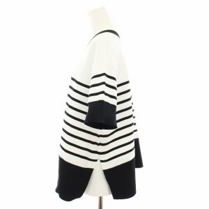 UNITED ARROWS ミニマル2WAYニット セーター カットソー Vネック 半袖 ボーダー柄 白 ホワイト 紺 ネイビー 1518-106-1692