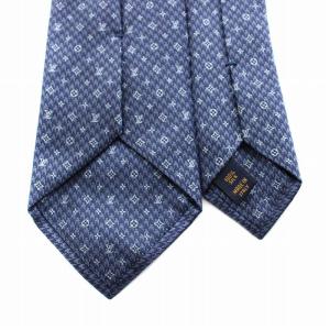 LOUIS VUITTON ネクタイ レギュラータイ モノグラム 絹 シルク 紺 ネイビー 水色 ライトブルー /YT OH MU