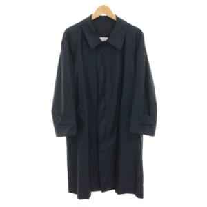 ステンカラーコート バルマカーンコート アウター 絹 シルク 紺 ネイビー /YT MU