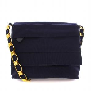 ヴァラ ショルダーバッグ チェーン 切替 バイカラー 紺 ネイビー ゴールドカラー /BB OH MU