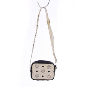 MCM ショルダーバッグ ヴィトセス柄 レザー 白 黒 /BM MU