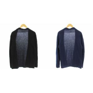 PAUL SMITH リバーシブル カーディガン 72065 コットン ウール混 長袖 L 黒 青 /G MU