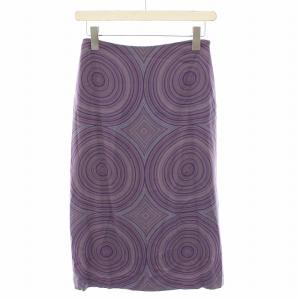 スカート ひざ丈 タイト サークル柄 渦巻き柄 63-90 紫 パープル GBHJQ-18290 /YT