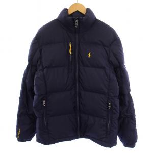 ダウンジャケット ジップアップ ハイネック ロゴ刺繍 S 紺 /BM MU