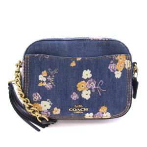カメラバッグ チェーン デニム フローラル ネイビー