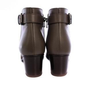 GINZA Kanematsu ショートブーツ チャンキーヒール ベルト レザー 24.5 グレー /BM MU