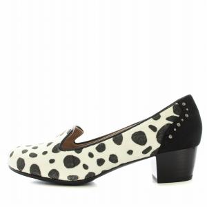 GINZA Kanematsu ベロア パンプス オペラシューズ アニマル柄 ダルメシアン 23.5cm 白 黒 /G MU