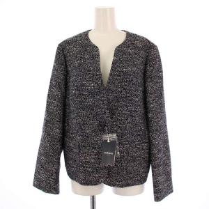 NEWYORKER セットアップ 上下 ノーカラージャケット 総裏地 1B タイトスカート ひざ丈 15 紺 /BM MU