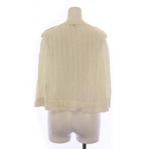 BURBERRY LONDON ポンチョ ニット クルーネック 前開き ストレッチ 麻 リネン F 白 ホワイト /BB MU