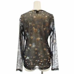 Y's ヨウジヤマモト シースルー カットソー YO-T52-056 メッシュ 長袖 ロンT 総柄 2 黒 ネイビー