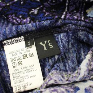 Y's ヨウジヤマモト カットソー Tシャツ 長袖 総柄 ウール 2 青 ブルー 紫 パープル YY-T07-564