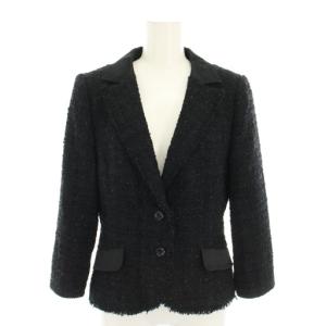 テーラードジャケット シングル ツイード ラメ 9 黒 ブラック CJ8602 /YT MU