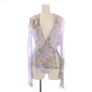 ジョン・ガリアーノ期 ブラウス ドットフラワー シアー シルク 36 パープル