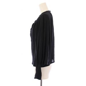 GUCCI シャツ ブラウス 長袖 スキッパーネック フリル XS 黒 142186.X6049 /BM MU