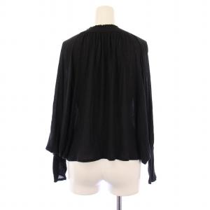 GUCCI シャツ ブラウス 長袖 スキッパーネック フリル XS 黒 142186.X6049 /BM MU