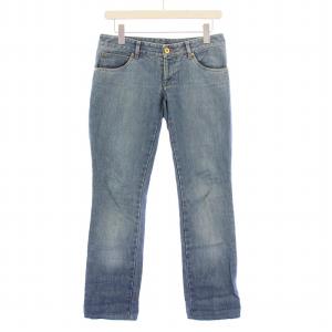 デニムパンツ ジーンズ ストレート ジップフライ ロゴ 38 青 ブルー /BB MU
