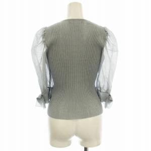 M'S GRACY 24SS シアースリーブニット 418313 パフスリーブ リブニット カーディガン 38 ブルーグレー