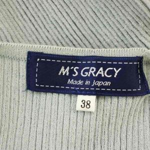M'S GRACY 24SS シアースリーブニット 418313 パフスリーブ リブニット カーディガン 38 ブルーグレー
