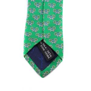 Salvatore Ferragamo ネクタイ 自転車柄 シルク 緑 イタリア製 /BM MU