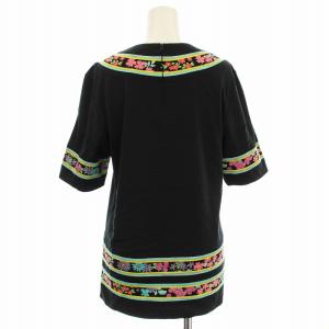 LEONARD チュニック カットソー D-HG-2 半袖 花柄 M 黒 ブラック /G MU