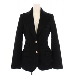 テーラードジャケット 総裏地 シングル 2B 裏地ヒョウ柄 レオパード カシミヤ 36 黒 /BM MU