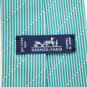 HERMES ネクタイ ストライプ シルク 緑 グリーン /G MU OH