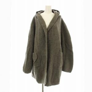 コーディガン コート カーディガン フード ミドル丈 トッパー ウール 3 グレー 7112033 /KU