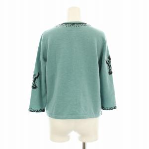 dama collection ニットカーディガン 七分袖 ビーズ装飾 ウール カシミヤ混 M ミントグリーン 12961-03740