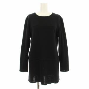 ニット セーター チュニック 長袖 ウール M 黒 ブラック SS68-566 /KU MU